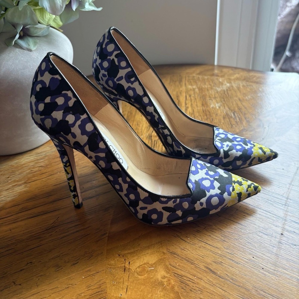Jimmy Choo Multicolor Floral Print High Heel‎ SlipOn Pointed Toe Pumps Heels 36